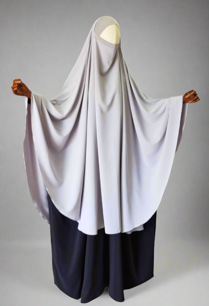 Light grey Khimar Jeddah Crepe